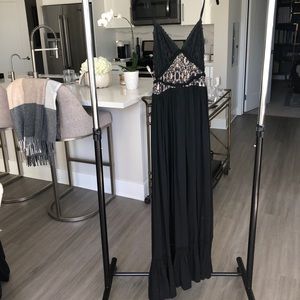Black and lace maxi dress